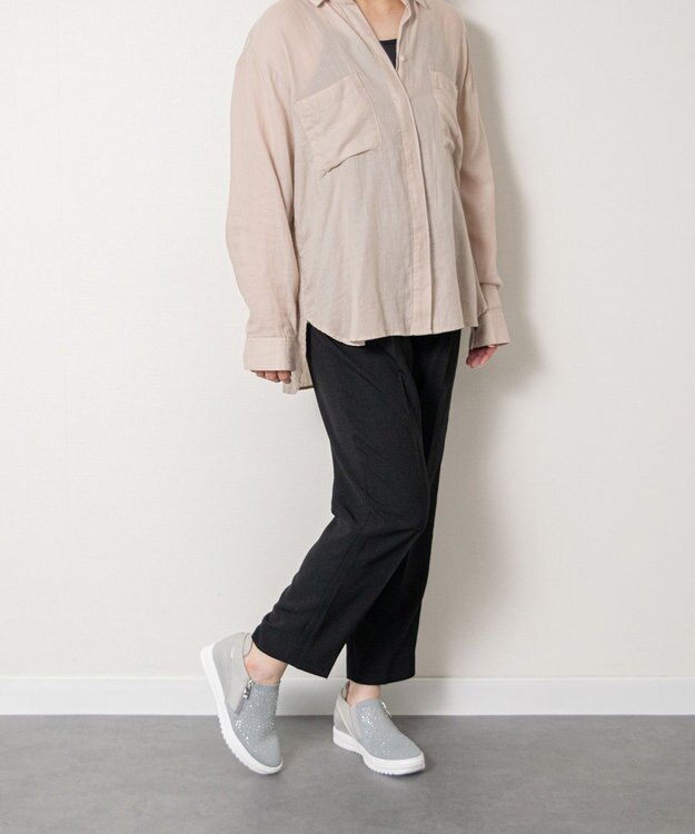 Bridget Birkin 【Round About】ラインストーンインヒールスニーカー ライトグレーコンビ