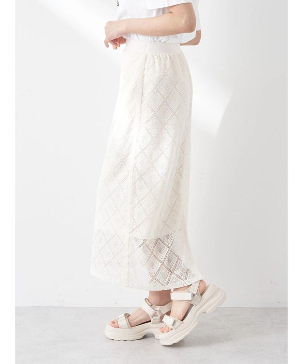 earth music&ecology モチーフナロースカート Ivory