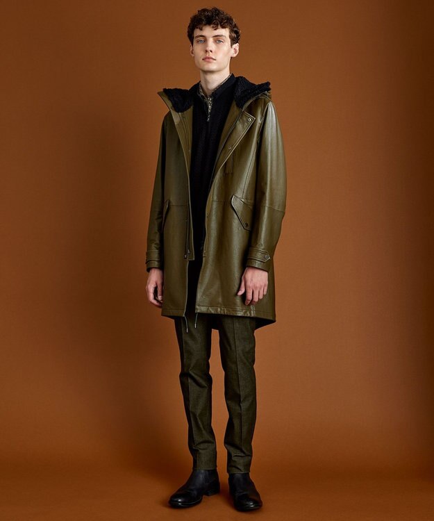 JOSEPH ABBOUD 【滑らかな肌触り/洗える】エクストラファインメリノウール ジップ ニット ブラック系