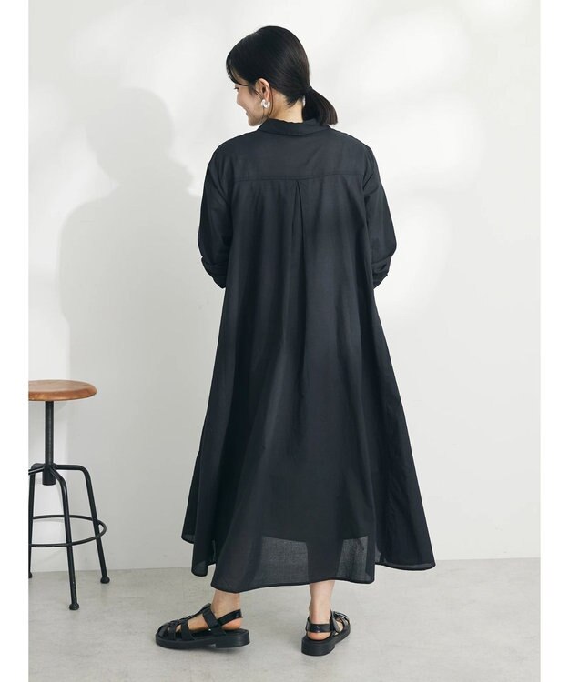 CRAFT STANDARD BOUTIQUE インド綿Ａラインシャツワンピース Black