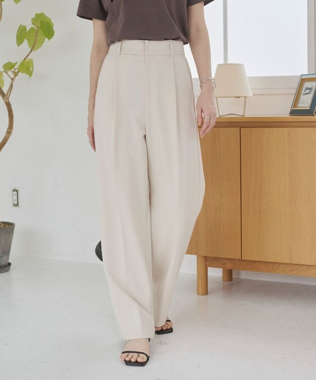 WEGO 【ANGIE VINTAGE/SMLサイズ展開】タックストレートスラックス ホワイトアイボリー