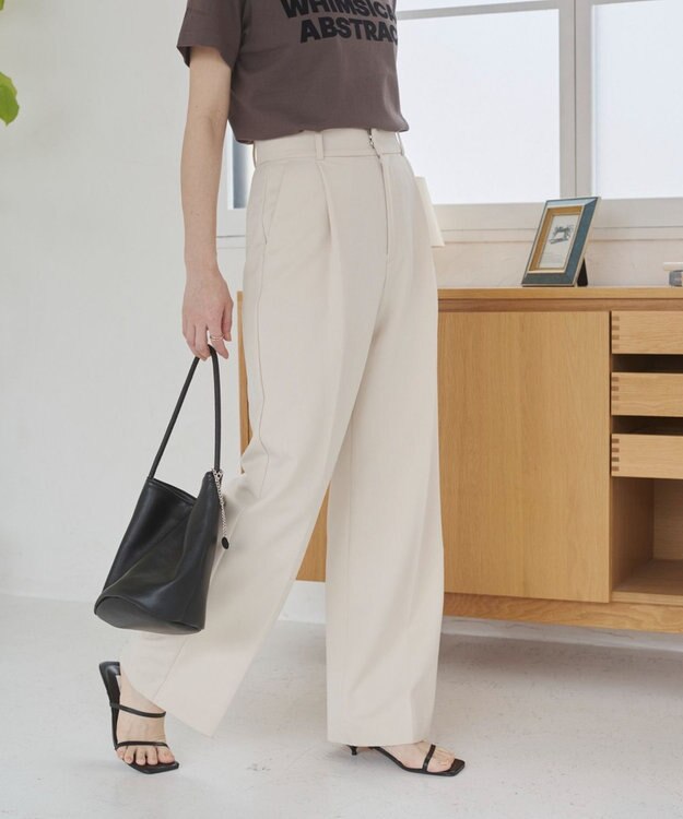 WEGO 【ANGIE VINTAGE/SMLサイズ展開】タックストレートスラックス ホワイトアイボリー