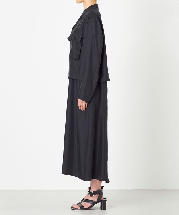 NAVE 【ReNAVE・セットアップ可/洗える/UVケア/接触冷感】フィブリルシャンブレー オープンカラーシャツ ブラック系