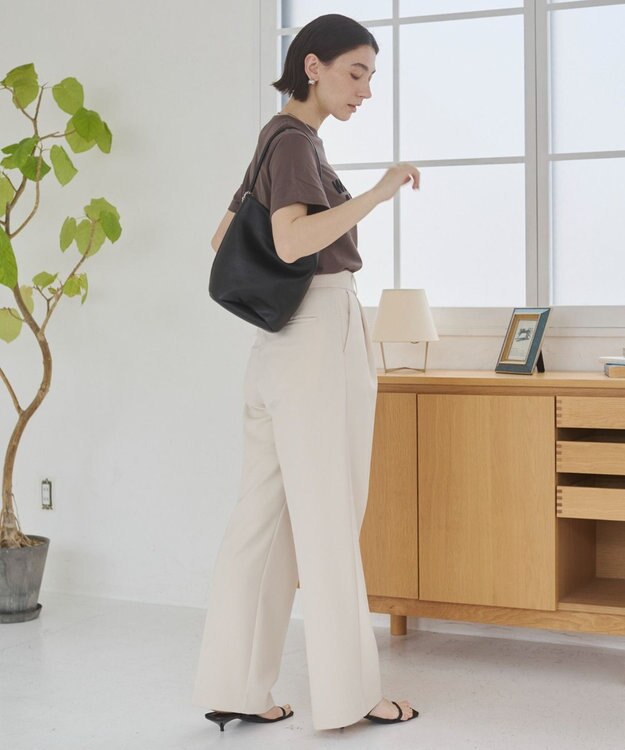 WEGO 【ANGIE VINTAGE/SMLサイズ展開】タックストレートスラックス ホワイトアイボリー