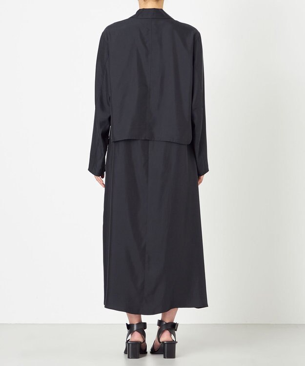 NAVE 【ReNAVE・セットアップ可/洗える/UVケア/接触冷感】フィブリルシャンブレー オープンカラーシャツ ブラック系