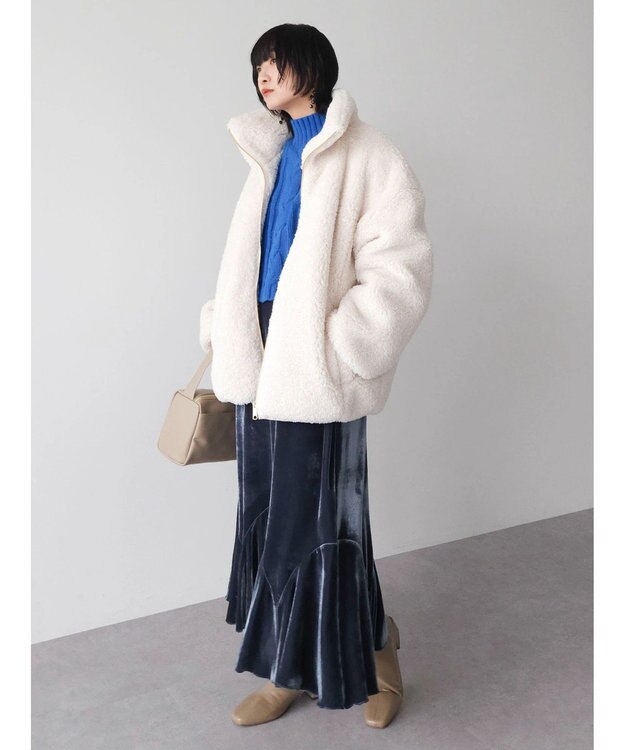 Green Parks ショート丈ケーブルニットプルオーバー Blue