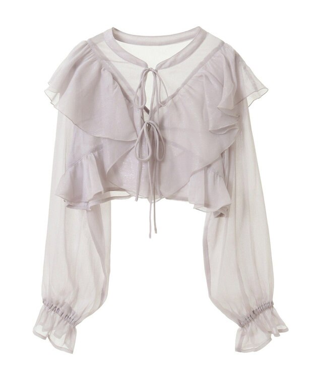 earth music&ecology シアーラッフルショートボレロ Gray