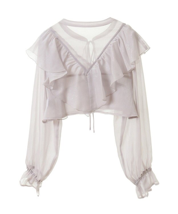 earth music&ecology シアーラッフルショートボレロ Gray