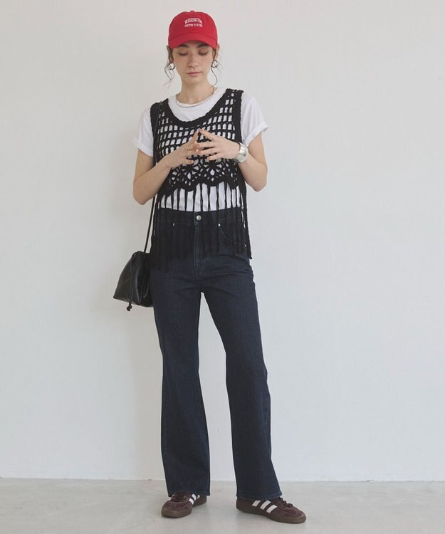 WEGO 【ANGIE VINTAGE】クロシェフリンジベスト ブラック