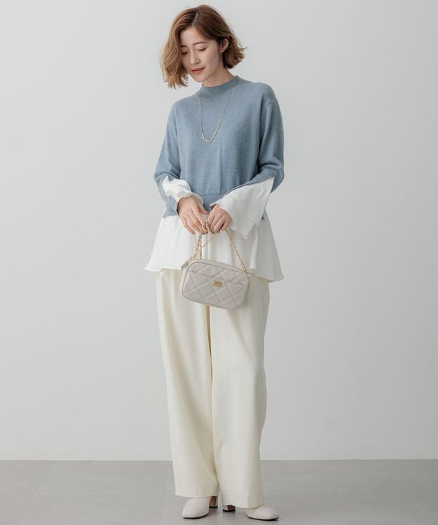 23区 L 【23区×Oggiコラボ】フレアサテンコンビ ラメニット サックスブルー系