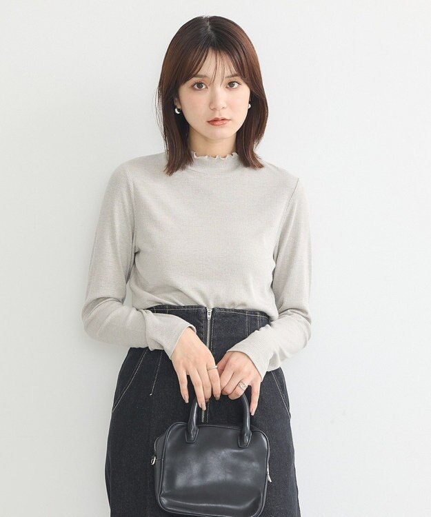 earth music&ecology ラメテレコハイネックプルオーバー Gray