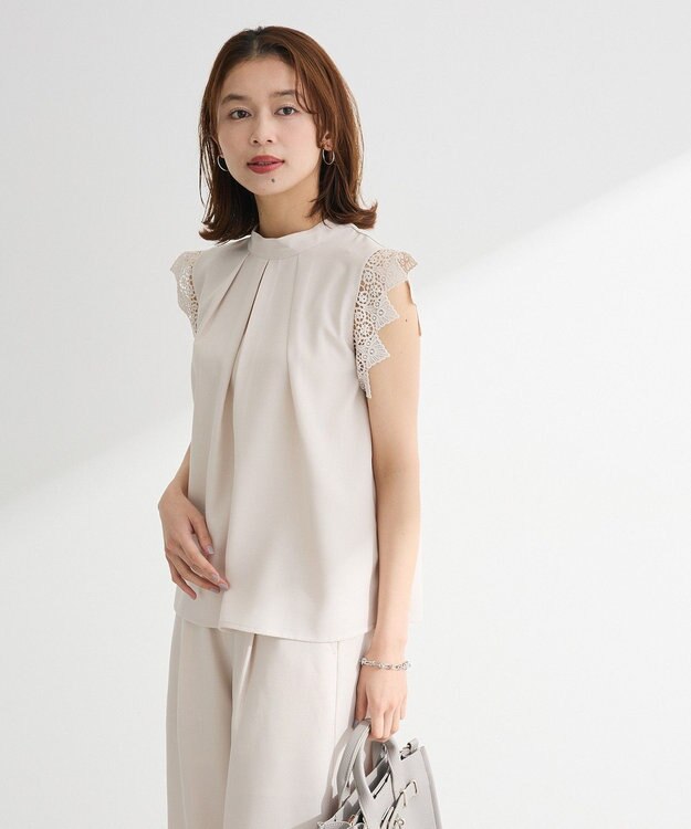 Green Parks ・ＥＬＥＮＣＡＲＥ　ＤＵＥ　リネンライクフリルブラウス Ivory