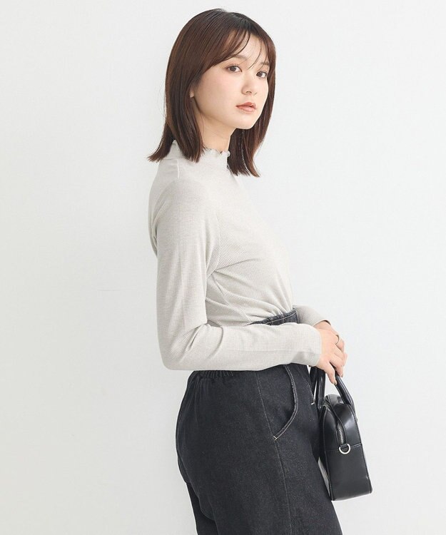 earth music&ecology ラメテレコハイネックプルオーバー Gray