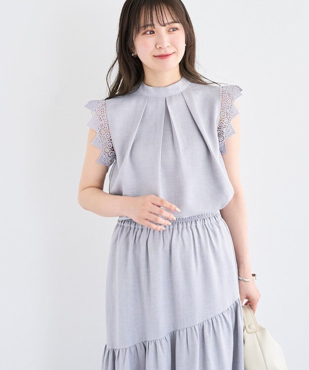 Green Parks ・ＥＬＥＮＣＡＲＥ　ＤＵＥ　リネンライクフリルブラウス Ivory