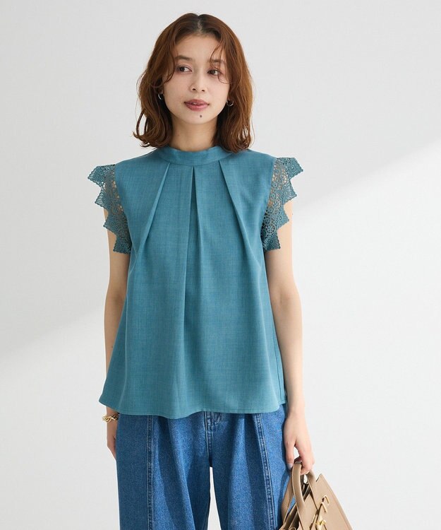 Green Parks ・ＥＬＥＮＣＡＲＥ　ＤＵＥ　リネンライクフリルブラウス Ivory