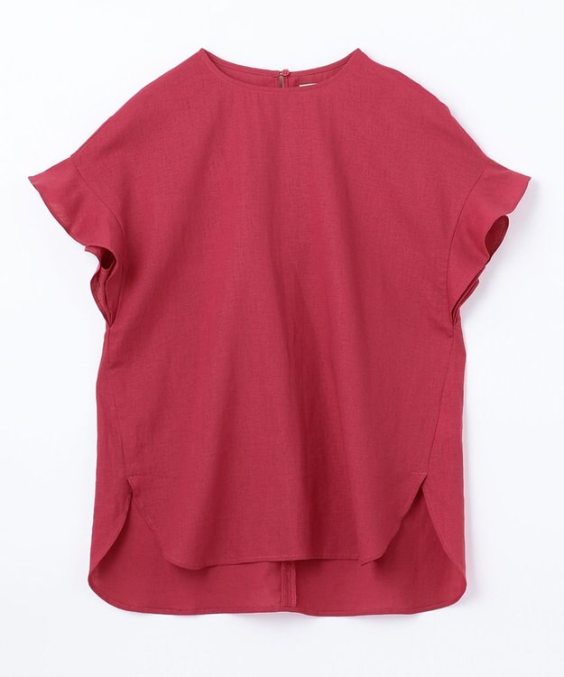 ANY 【洗える】ライトリネンクロスフレアスリーブ ブラウス マゼンタ