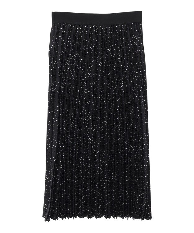 Green Parks 微光沢　柄プリーツスカート Dot Black