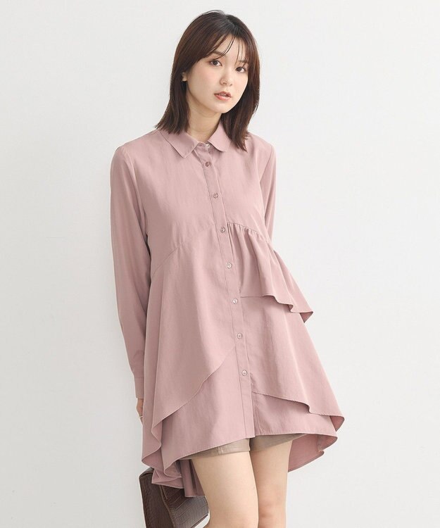 earth music&ecology アシンメトリーティアードチュニック Pink