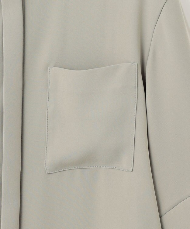 ICB 【UVカット・防シワ・洗える】ライトダブルクロス バンドカラーブラウス スモークグレー系