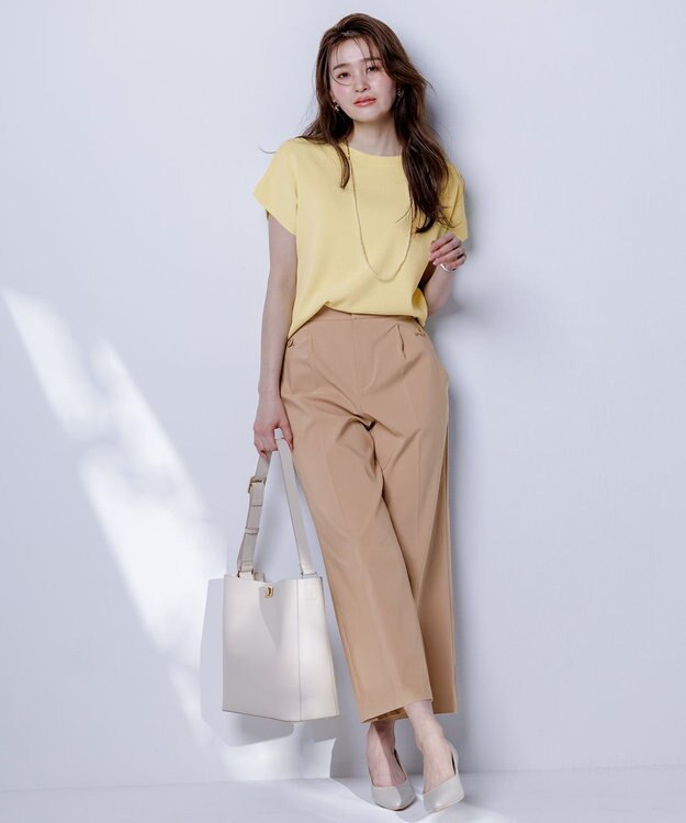 ANY SIS 【接触冷感・UVカット・洗える】ビューティクール フレンチ ニットＴ イエロー