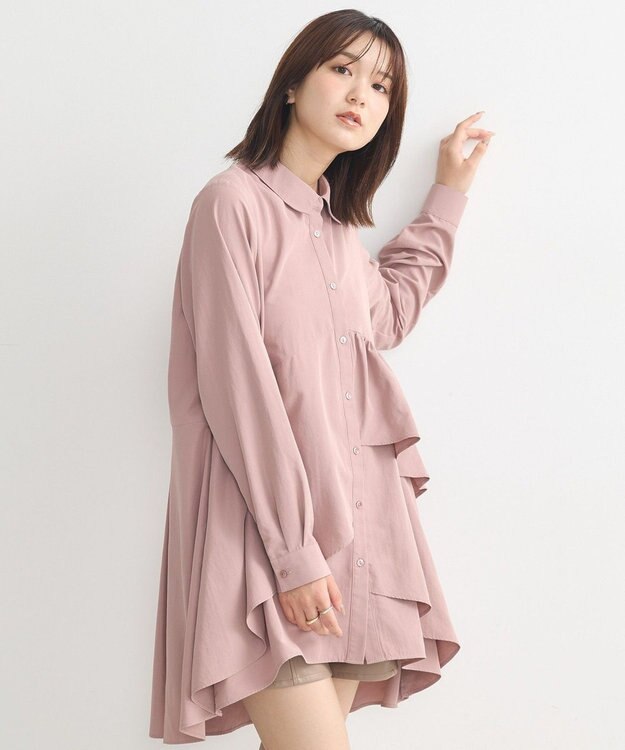 earth music&ecology アシンメトリーティアードチュニック Pink