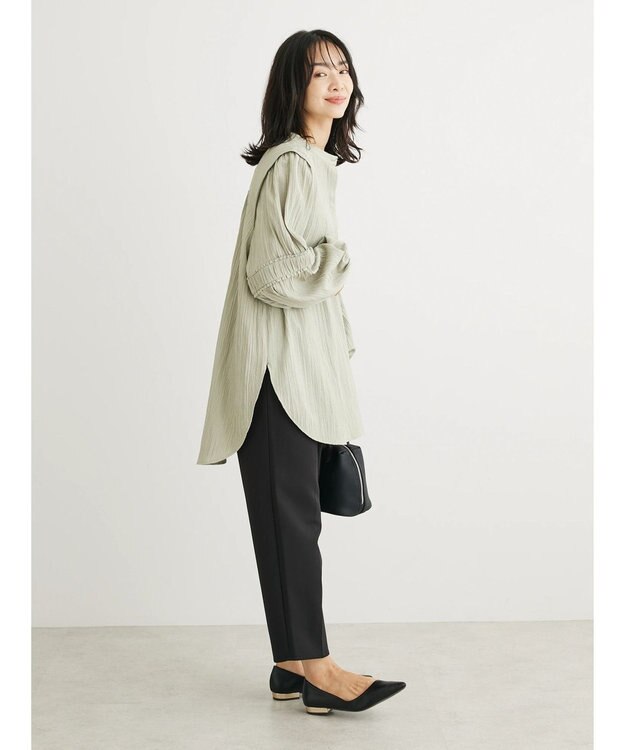 Green Parks 表面変化比翼シャツチュニック Smoky Green