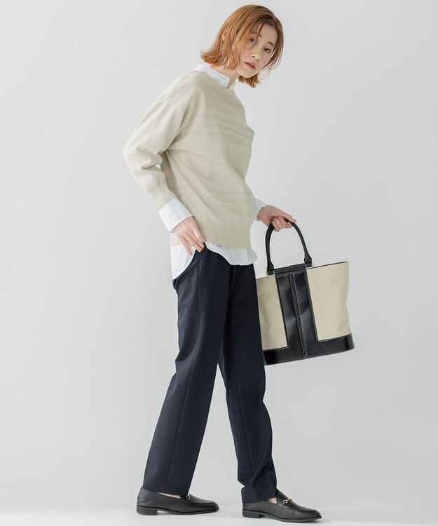 23区 【洗える】ストレッチツイル センタープレス パンツ ネイビー系