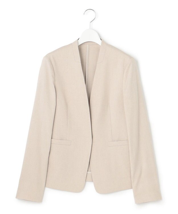 23区 【セットアップ対応/洗える】アイアスマットストレッチ ノーカラー ジャケット ベージュ系