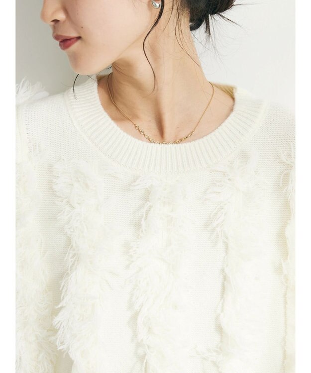 CRAFT STANDARD BOUTIQUE ボリュームフリンジニットプルオーバー Off White