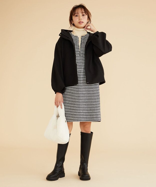 Feroux 【洗える】キーネックミディ ジャンスカ ホワイト系2