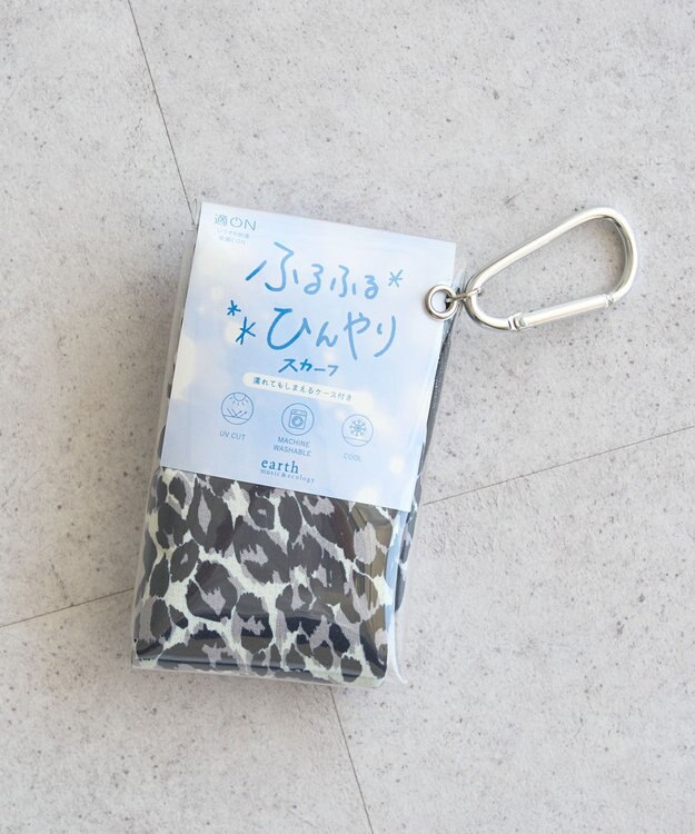 earth music&ecology 【予約】ふるふるひんやり アニマル柄スカーフ ブラック