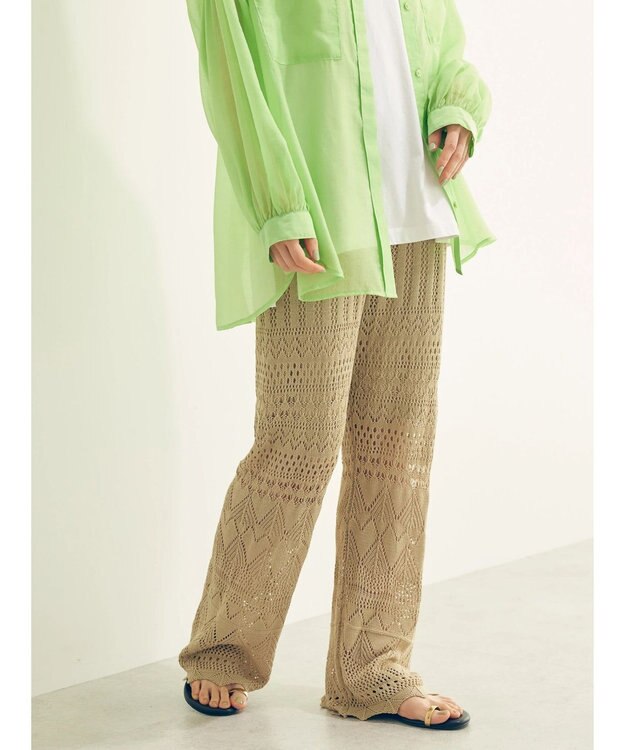 AMERICAN HOLIC 透かし編みニットパンツ Beige