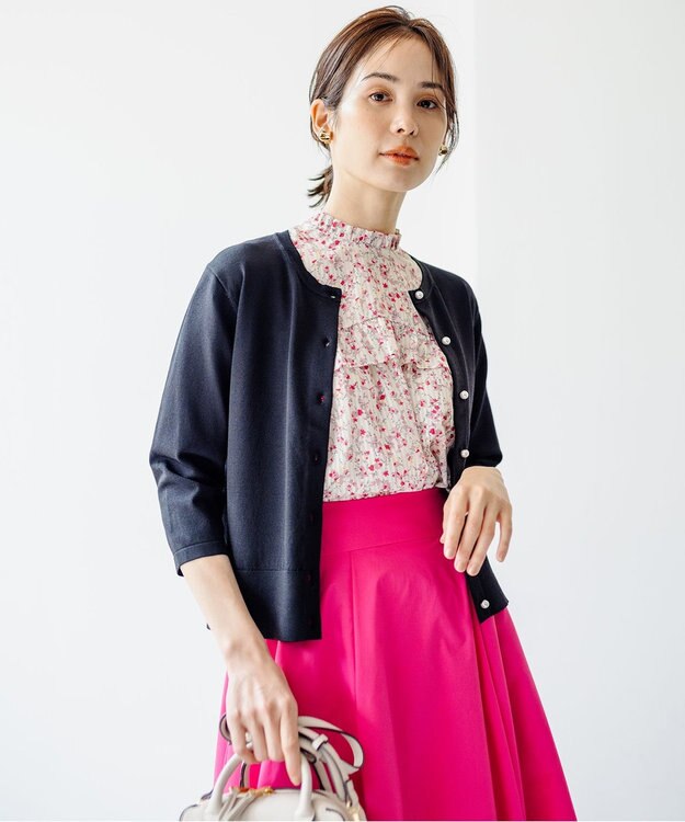 組曲 【WEB限定・2SET】フラワープリントアンサンブルニット ブラック系