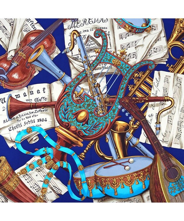 Marca 【伝統横濱スカーフ】演奏会  大判 シルクツイル スカーフ ダークネイビー