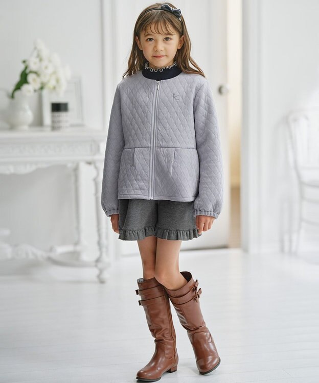 組曲 KIDS 【150-160㎝】カットショート パンツ チャコール系