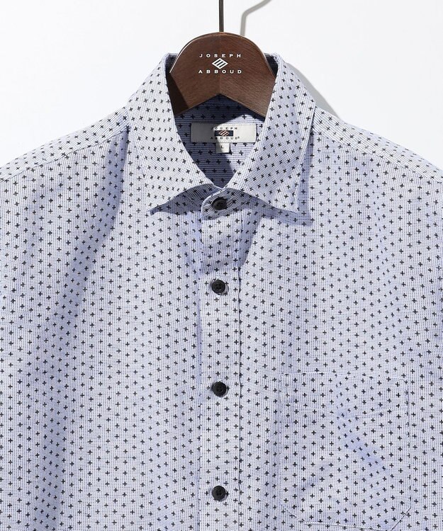 JOSEPH ABBOUD 【ビジネスシーンに最適・サステイナブル】ソアロンンシャンブレープリント 半袖 シャツ ブルー系5