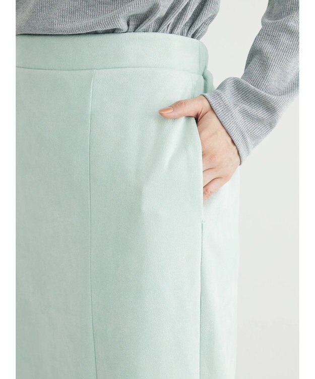 Green Parks マシュマロスエードＩラインスカート Sax