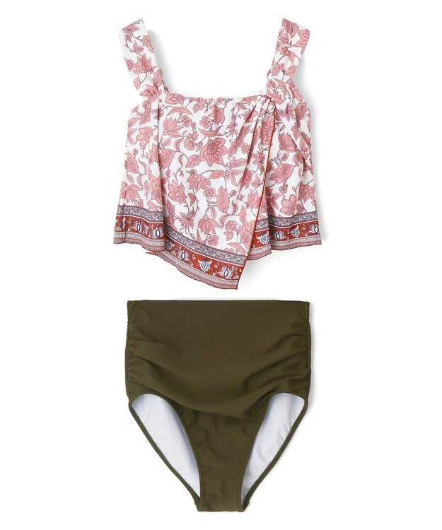 San-ai Resort（三愛水着楽園） 【SALE】ノンワイヤー水着　【San-ai Resort（サンアイリゾート）】 ホワイト×カーキ