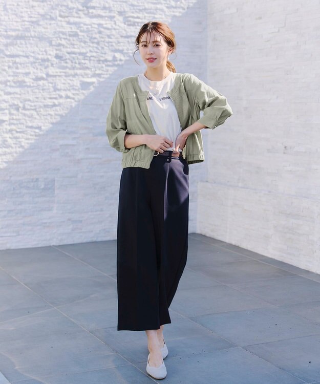 Tiaclasse シアーラウンドネックブルゾン ライトカーキ