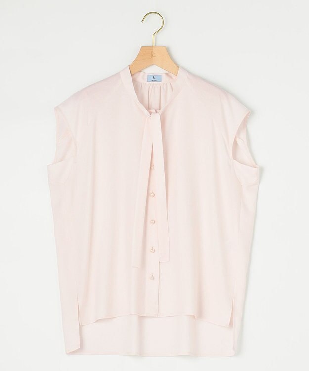 組曲 【洗える・イージーケア】シアーカルゼ ボウタイ ブラウス アイボリー系