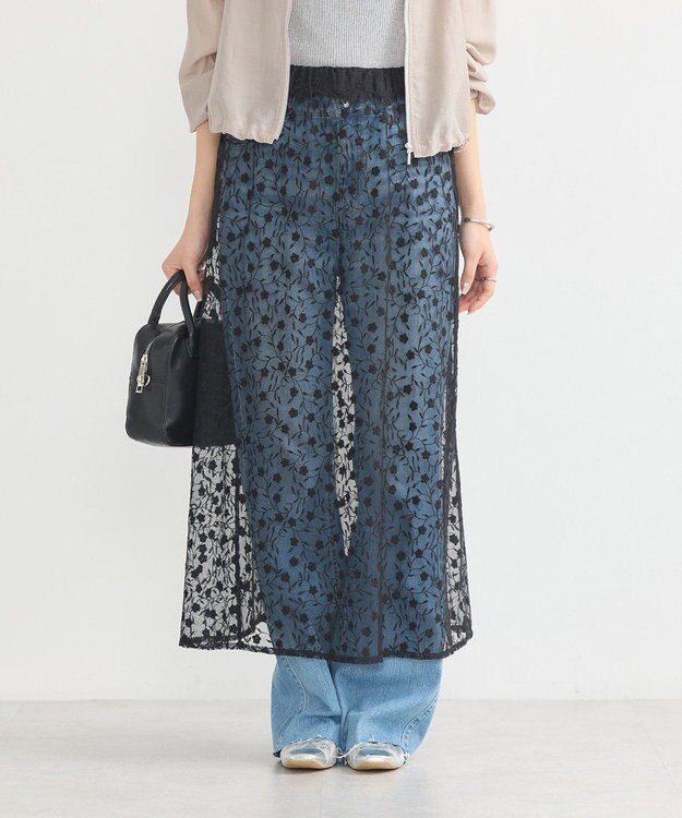 earth music&ecology シアーレースレイヤードスカート Black