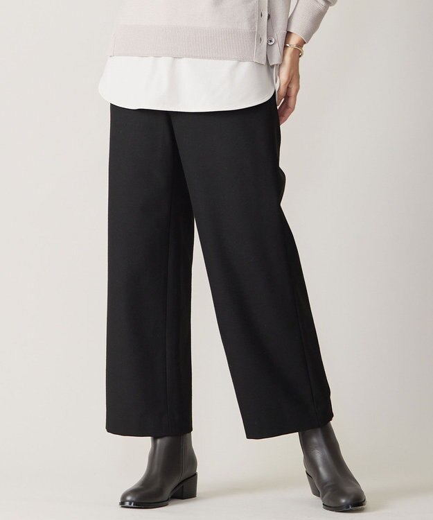 J.PRESS LADIES 【洗える】チェルビック セミワイド パンツ ブラック系
