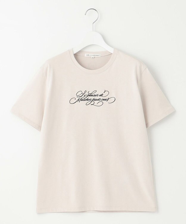 23区 L 【井波麻里衣さんコラボ】カリグラフィー 刺繍 Tシャツ フロスト×ブラック