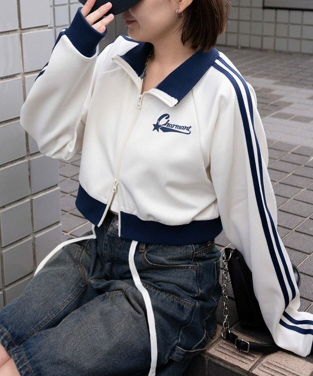 WEGO ロゴプリントトラックジャケット ネイビー