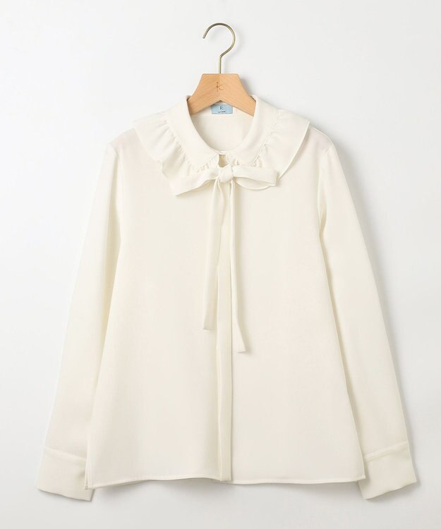 組曲 【WEB限定】ボウタイ付きフリルカラー ブラウス アイボリー系