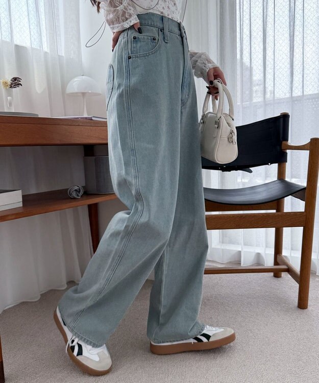 WEGO ハートポケットストレートデニムパンツ デニム淡加工色