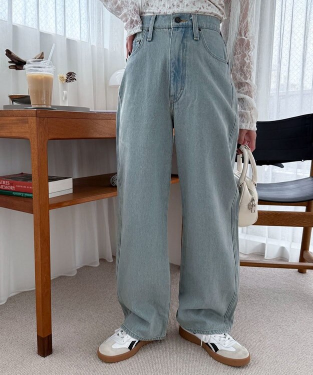 WEGO ハートポケットストレートデニムパンツ デニム淡加工色