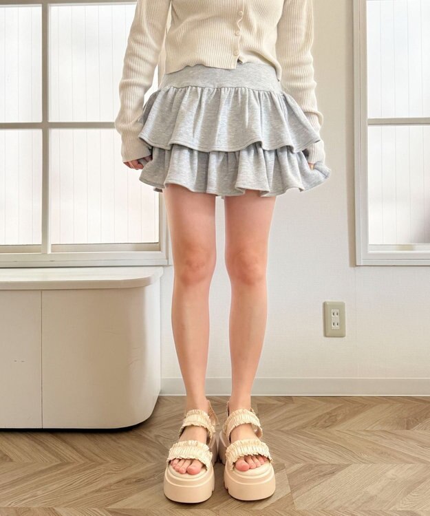 WEGO 厚底フリルギャザーサンダル オフホワイト