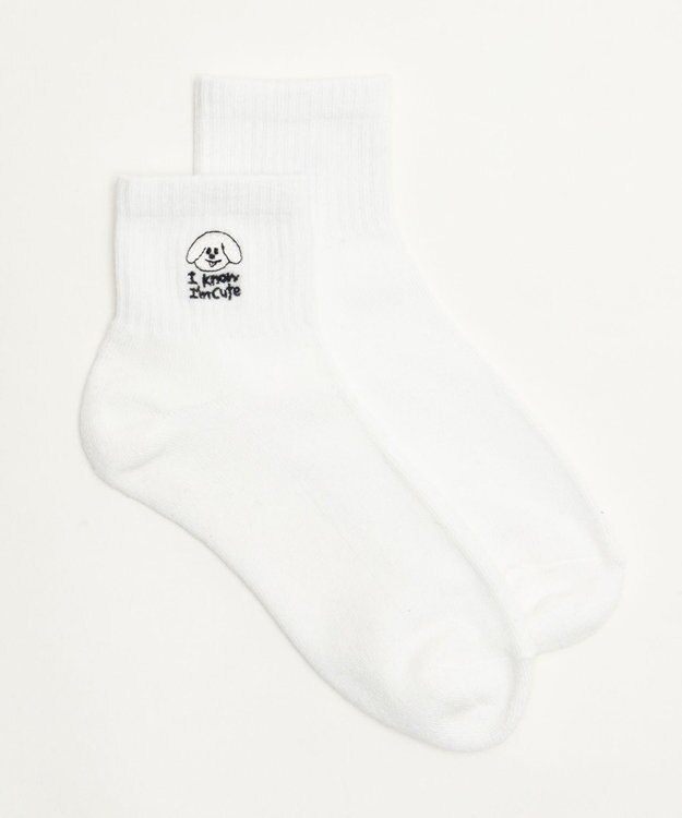 WEGO 手描き風刺繍アンクルパイルソックス 柄2