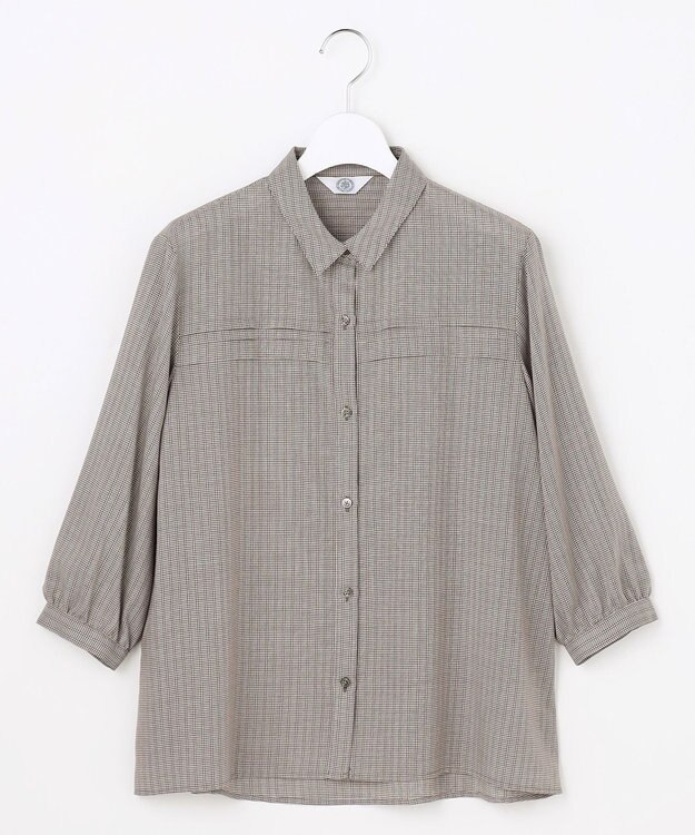 J.PRESS LADIES L 【シーンレスに活躍】ウォッシャブルキュプラツイル タックデザイン ブラウス ダークブラウン系